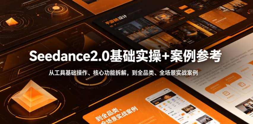 Seedance2.0基础实操+案例参考,从工具基础操作、核心功能拆解,到全品类、全场景实战案例参考全覆盖