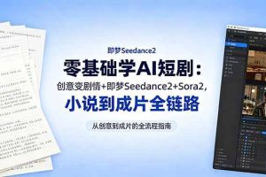 （18537期）零基础学AI短剧：创意变剧情+即梦Seedance2+Sora2，小说到成片全链路