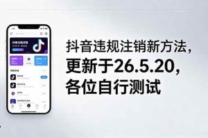 （18535期）抖音违规注销新方法，更新于26.5.20，各位自行测试