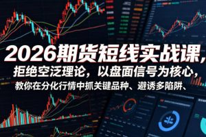 2026期货短线实战课，拒绝空泛理论，以盘面信号为核心，教你在分化行情中抓关键品种、避诱多陷阱