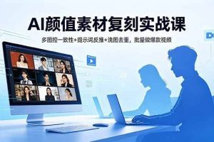 （18450期）AI颜值素材复刻实战课，多图控一致性+提示词反推+洗图去重，批量做爆款视频