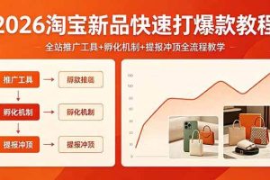 （18422期） 2026淘宝新品快速打爆款教程，全站推广工具+孵化机制+提报冲顶全流程教学