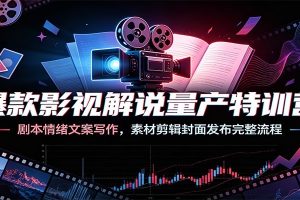 爆款影视解说量产特训营：剧本情绪文案写作，素材剪辑封面发布完整流程