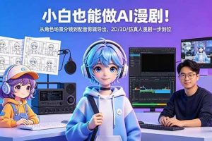 （18343期）小白也能做AI漫剧！从角色场景分镜到配音剪辑导出，2D/3D/仿真人漫剧一步到位