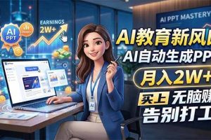 （18330期）AI教育新风口，AI自动生成PPT，月入2W+，无脑赚，告别打工