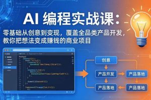 （18307期）AI编程实战课-第三期-5月3更新：零基础从创意到变现，覆盖全品类产品开发，把想法变成赚钱项目