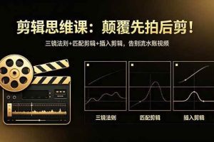 （18285期）剪辑思维课：颠覆先拍后剪！三镜法则+匹配剪辑+插入剪辑，告别流水账视频