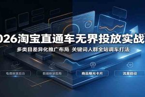 2026淘宝直通车无界投放实战课：多类目差异化推广布局，关键词人群全站调车打法