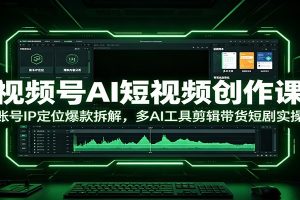 视频号AI短视频创作课：账号IP定位爆款拆解，多AI工具剪辑带货短剧实操