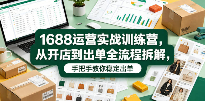 1688运营实战训练营,从开店到出单全流程拆解,手把手教你稳定出单