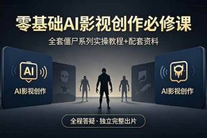 （18185期）零基础AI影视创作必修课，全套僵尸系列实操教程加配套资料，全程答疑带你独立完整出片