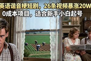 AI做英语谐音梗短剧，26条视频暴涨20W粉丝，0成本项目，适合新手小白起号