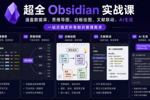 超全Obsidian实战课，涵盖数据库、思维导图、白板绘图、文献联动、AI生成，一站式搞定所有知识管理需求