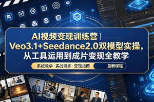 AI视频变现训练营｜Veo3.1+Seedance2.0双模型实操，从工具运用到成片变现全教学