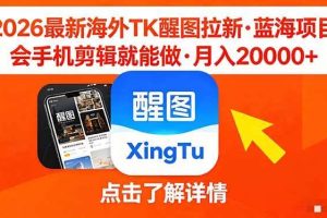 （18112期）26年最新海外Tk醒图拉新，蓝海项目，会手机剪辑就可以做，月入20000＋