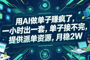 用AI做单子賺疯了，一小时出一套，单子接不完，提供派单资源，月稳2W【揭秘】