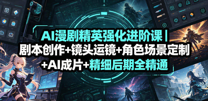 AI漫剧精英强化进阶课｜剧本创作+镜头运镜+角色场景定制+AI成片+精细后期全精通
