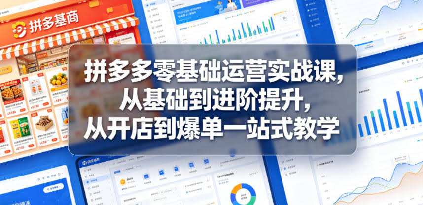 拼多多零基础运营实战课，从基础到进阶提升，从开店到爆单一站式教学