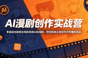AI漫剧创作实战营，零基础也能做出电影质感AI短漫剧，把创意真正落地为可传播的成品