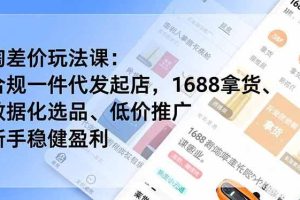 （17974期）淘差价玩法课：合规一件代发起店，1688拿货、数据化选品、低价推广，新手稳健盈利(更新4月)