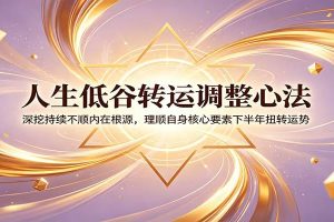 人生低谷转运调整心法：深挖持续不顺内在根源，理顺自身核心要素下半年扭转运势