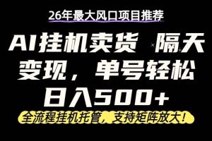 （17933期）26年最新AI挂机卖货，隔天出收益，单账号轻松日入500+