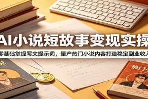 AI小说短故事变现实操：零基础掌握写文提示词，量产热门小说内容打造稳定副业收入