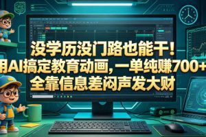没学历没门路也能干！用AI搞定教育动画，一单纯賺700+，全靠信息差闷声发大财【揭秘】