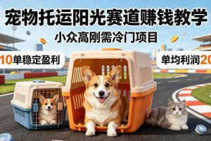 宠物托运阳光赛道賺钱教学，小众高刚需冷门项目，日均10单稳定盈利，单均利润200+