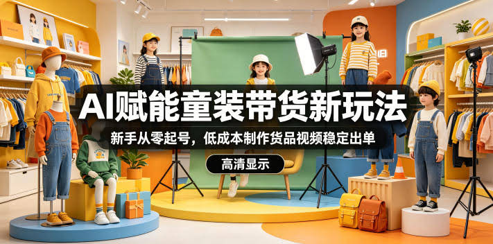 AI赋能童装带货新玩法，新手从零起号，低成本制作货品视频稳定出单