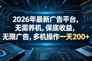 2026年最新广告平台，无需养机，保底收益，无限广告，多机操作一天200+【揭秘】