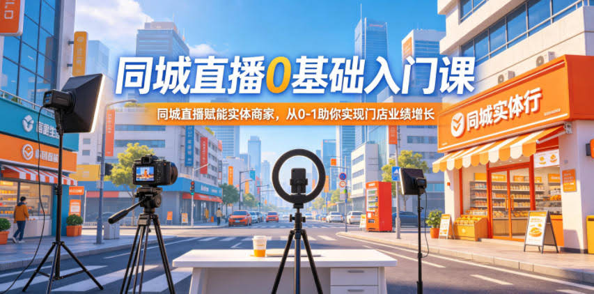 同城直播0基础入门课，同城直播赋能实体商家，从0-1助你实现门店业绩增长