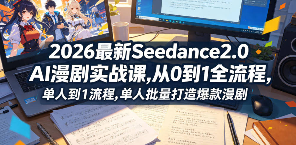 2026最新Seedance2.0 AI漫剧实战课,，从0到1全流程，单人批量打造爆款漫剧