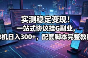 实测稳定变现！一站式协议挂G副业，单机日入300+，配套脚本完整教程【揭秘】