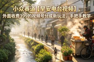 小众赛道【早安电台视频】，外面收费399的视频号分成新玩法，手把手教学