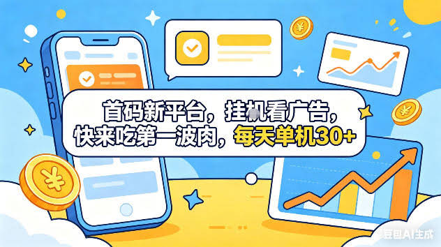 首码新平台，挂G自动看广告，快来吃第一波肉，每天单机30+，可矩阵放大【揭秘】