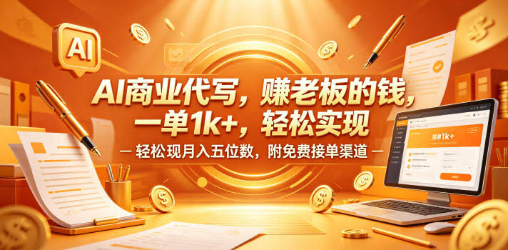 AI商业代写，賺老板的钱，一单1k+，轻松实现月入五位数，附免费接单渠道【揭秘】