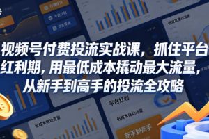 视频号付费投流实战课，抓住平台红利期，用最低成本撬动最大流量，从新手到高手的投流全攻略