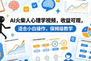 AI火柴人心理学视频，收益可观，适合小白操作，保姆级教学