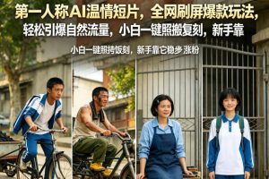 第一人称AI温情短片，全网刷屏爆款玩法，轻松引爆自然流量，小白一键照搬复刻，新手靠它稳步涨粉