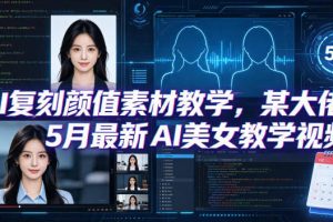 AI复刻颜值素材教学，某大佬5月最新AI美女教学视频，内含4月好物复刻教学