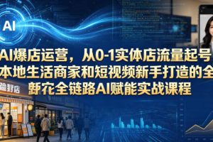 AI爆店运营，从0-1实体店流量起号，本地生活商家和短视频新手打造的全链路AI赋能实战课程