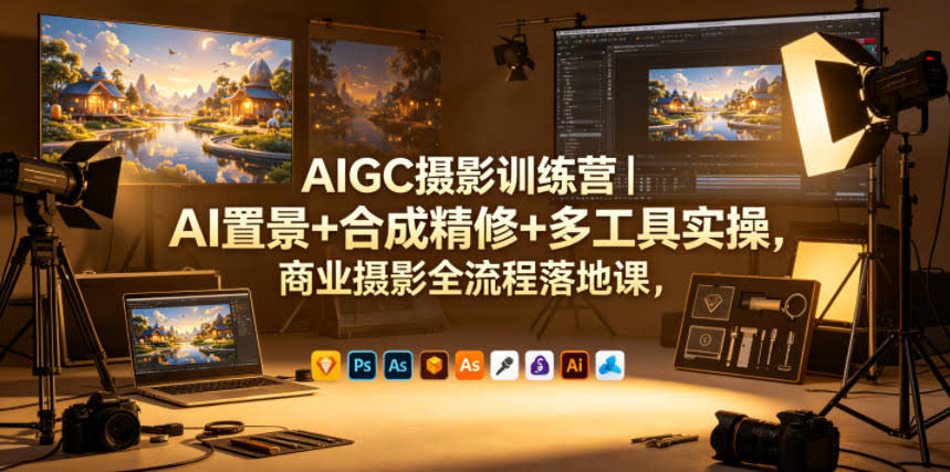 AIGC摄影训练营|AI置景+合成精修+多工具实操,商业摄影全流程落地课
