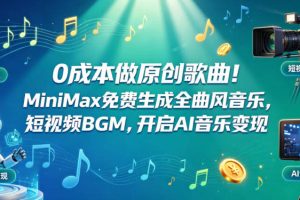 0成本做原创歌曲！MiniMax免费生成全曲风音乐，短视频BGM，开启AI音乐变现