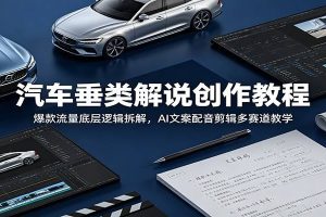 汽车垂类解说创作教程：爆款流量底层逻辑拆解，AI文案配音剪辑多赛道教学