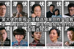 某大佬的影视动漫精选独家创作实战教学，从0到1落地，新手也能轻松签约抖音精选独家