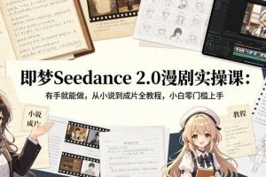 即梦Seedance 2.0漫剧实操课：有手就能做，从小说到成片全教程，小白零门槛上手