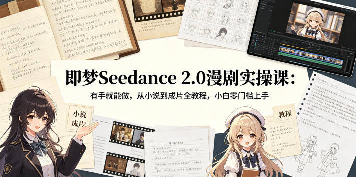 即梦Seedance 2.0漫剧实操课:有手就能做,从小说到成片全教程,小白零门槛上手