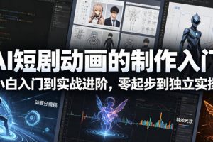 AI短剧动画的制作入门，小白入门到实战进阶，零起步到独立实操