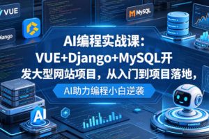 AI编程实战课：VUE+Django+MySQL开发大型网站项目，从入门到项目落地，AI助力编程小白逆袭